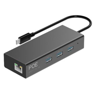 Portable PoE GIGA LAN to 3 port USB HUB + Type C PD10W