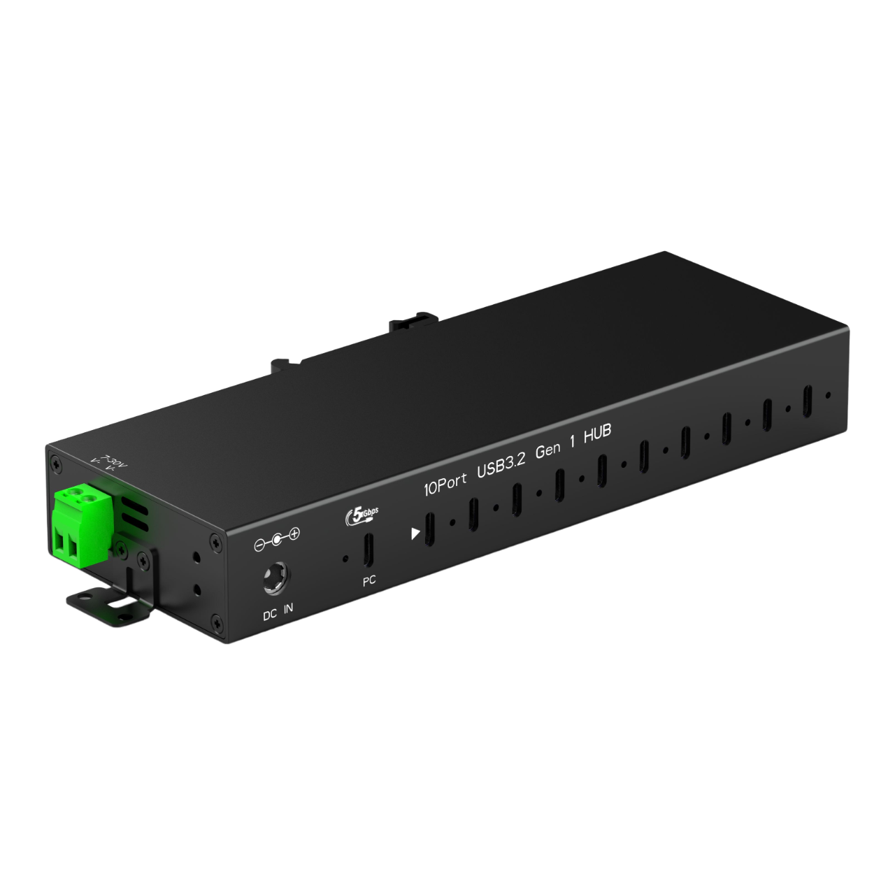 Desk/ Rack mounted Industrial Type C Gen1 10 port HUB w/ DIN Rail ...